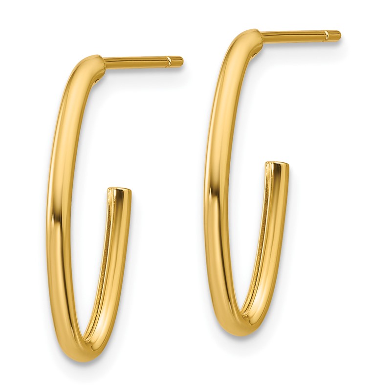14K Polished 1.8mm Oval Post J-Hoop Earrings