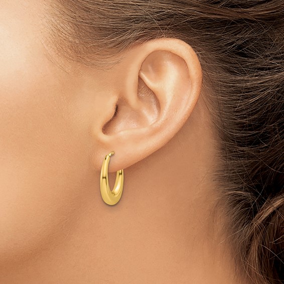 Leslie's 14K Polished Tapered Oval Hoop Earrings