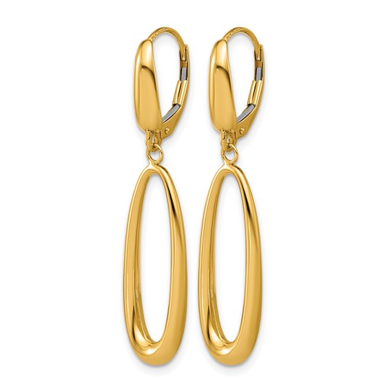 Leslie's 14K Polished Tapered Oval Leverback Dangle Earrings