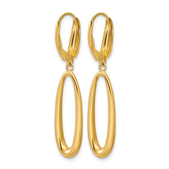 Leslie's 14K Polished Tapered Oval Leverback Dangle Earrings