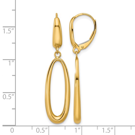 Leslie's 14K Polished Tapered Oval Leverback Dangle Earrings