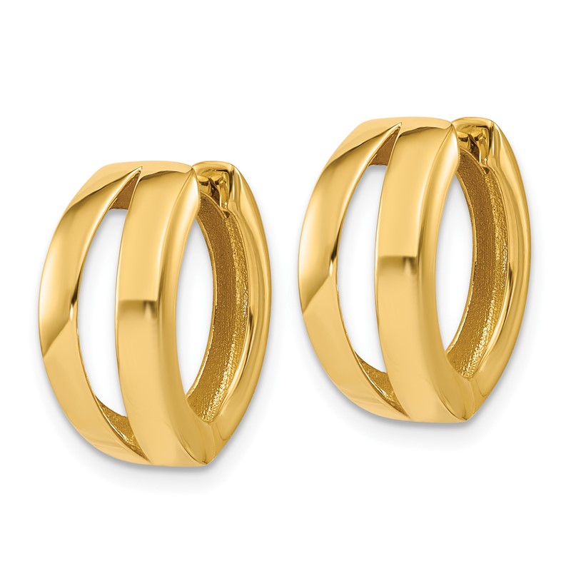 14K Polished Fancy Tapered Hinged Round Hoop Earrings