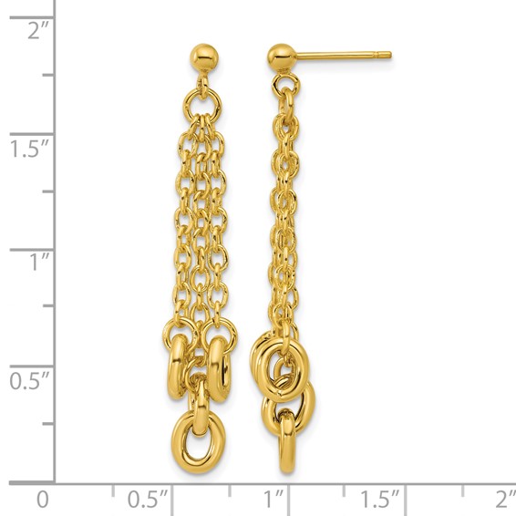 Leslie's 14K Polished Fancy 3-Strand Cable Link Post Dangle Earrings