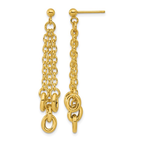 Leslie's 14K Polished Fancy 3-Strand Cable Link Post Dangle Earrings