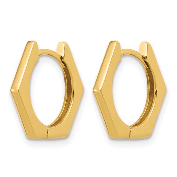 Leslie's 14K Polished Hexagon Hinged Hoop Earrings