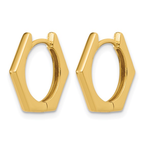 Leslie's 14K Polished Hexagon Hinged Hoop Earrings