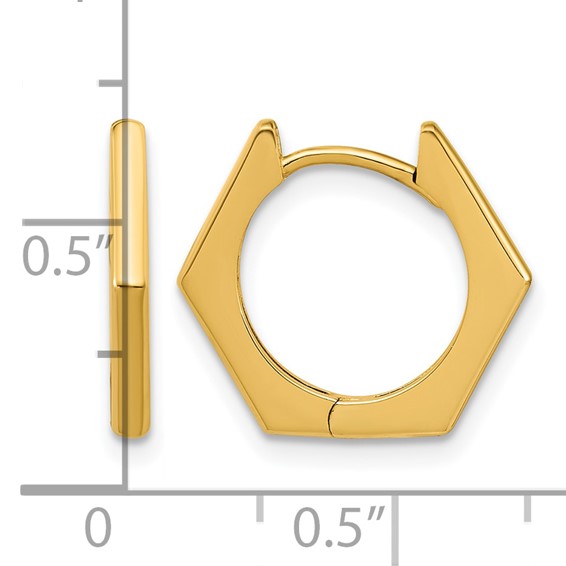 Leslie's 14K Polished Hexagon Hinged Hoop Earrings