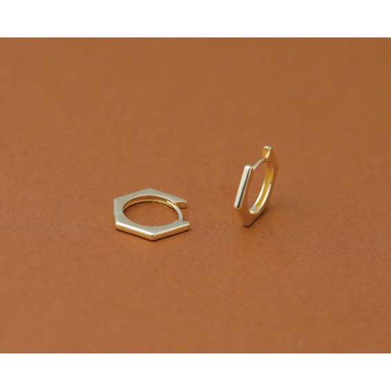 Leslie's 14K Polished Hexagon Hinged Hoop Earrings