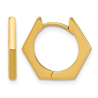 Leslie's 14K Polished Hexagon Hinged Hoop Earrings