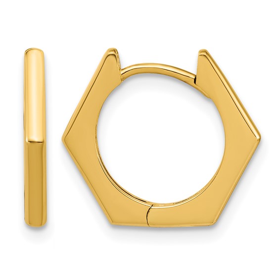 Leslie's 14K Polished Hexagon Hinged Hoop Earrings