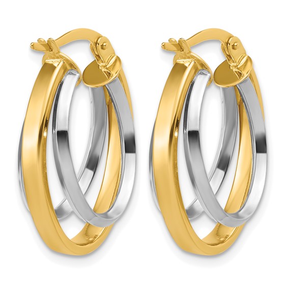 Leslie's 14K Two-Tone Polished Tapered Oval Hoop Earrings