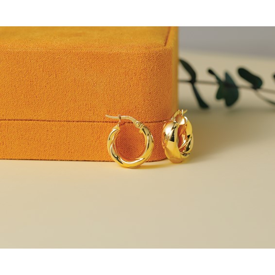 Leslie's Gold Polished and Twisted Hoop Earrings