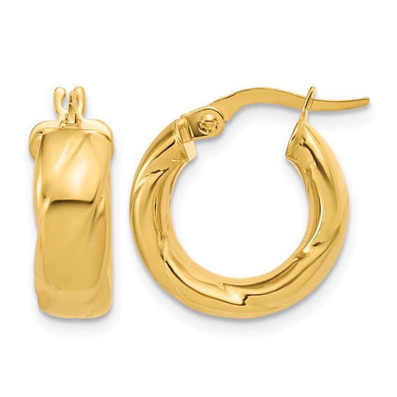 Leslie's Gold Polished and Twisted Hoop Earrings