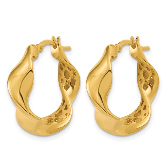 Leslie's 14K Polished Wavy Hoop Earrings