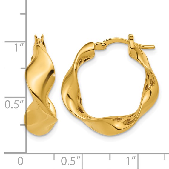Leslie's 14K Polished Wavy Hoop Earrings