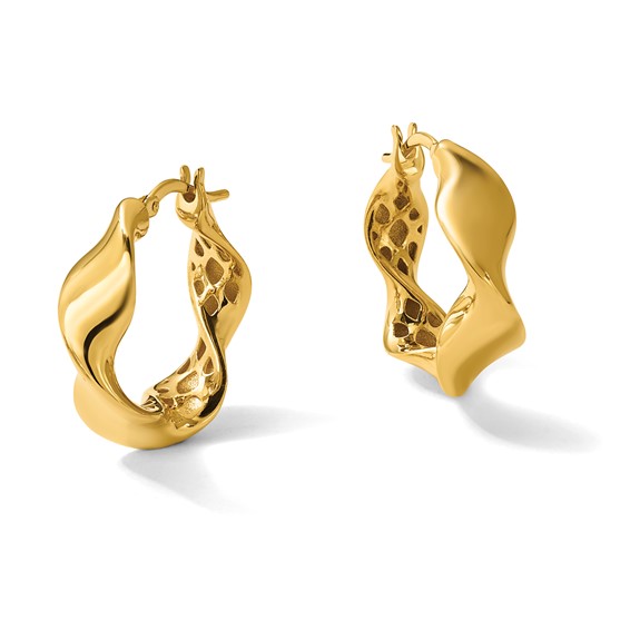 Leslie's 14K Polished Wavy Hoop Earrings
