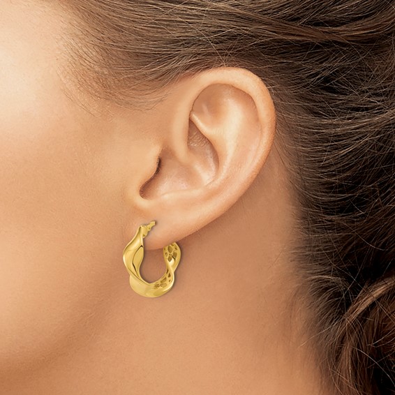 Leslie's 14K Polished Wavy Hoop Earrings