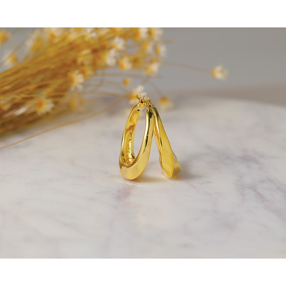 Leslie's 14K Polished Twisted Hollow Hoop Earrings