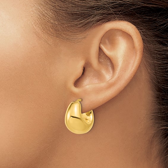 Leslie's 14K Polished Hollow Puff Hoop Earrings