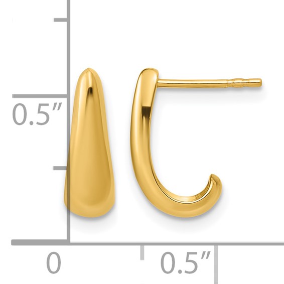 Leslie's 14K Polished J-Hoop Post Earrings