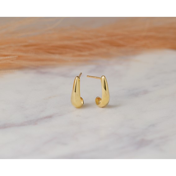 Leslie's 14K Polished J-Hoop Post Earrings