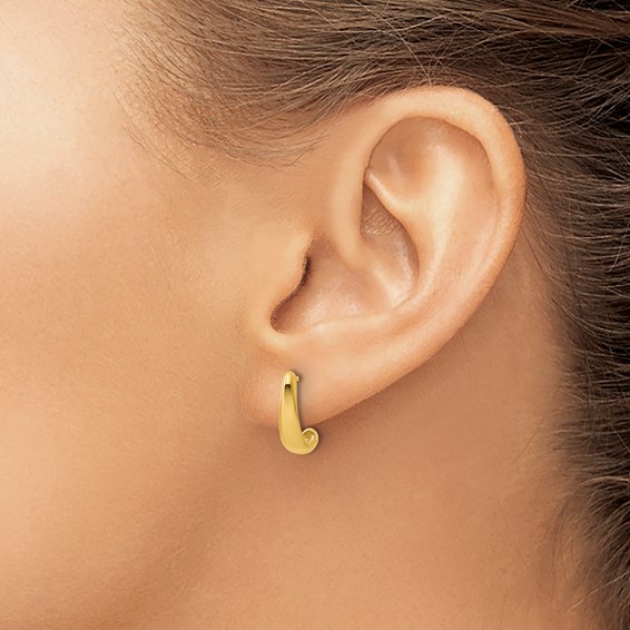 Leslie's 14K Polished J-Hoop Post Earrings