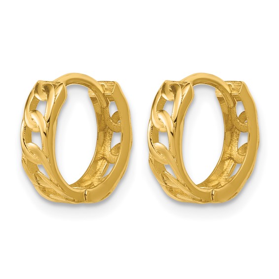 Leslie's 14K Polished Link Pattern Huggie Hoop Earrings