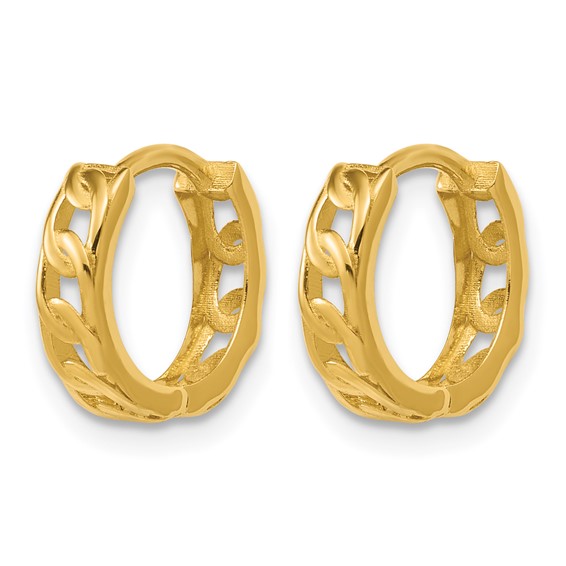 Leslie's 14K Polished Link Pattern Huggie Hoop Earrings