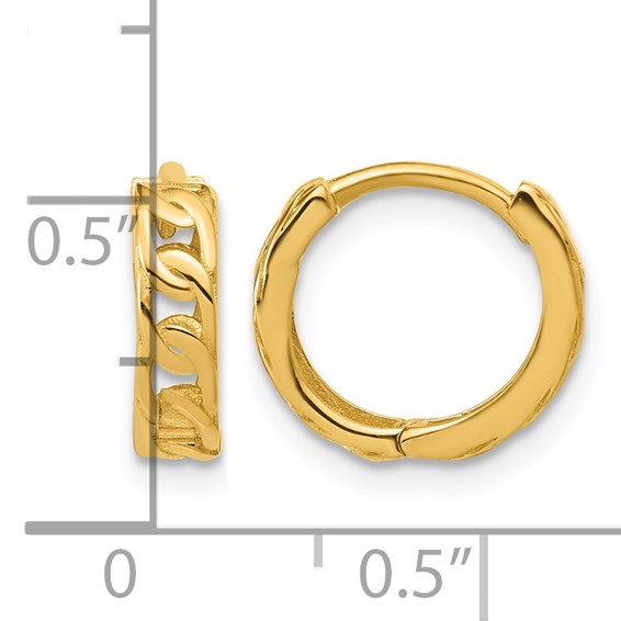 Leslie's 14K Polished Link Pattern Huggie Hoop Earrings