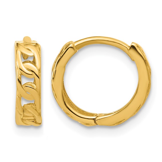 Leslie's 14K Polished Link Pattern Huggie Hoop Earrings