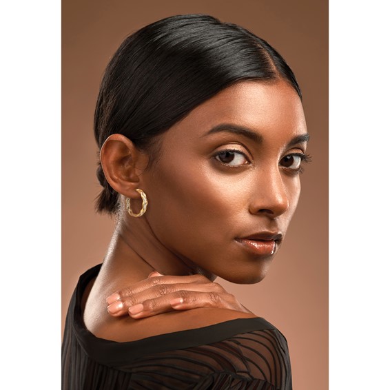 Leslie's 14K w/Rhodium Polished Wave J-Hoop Post Earrings