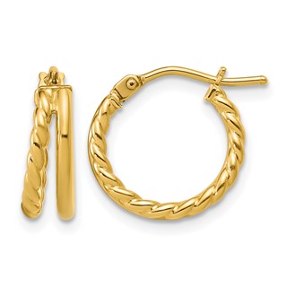Leslie's Gold Polished and Twisted Hoop Earrings