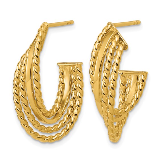 Leslie's 14K Polished and Twisted 4-row Intertwined Hoop Earrings