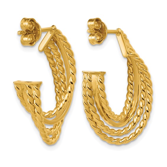 Leslie's 14K Polished and Twisted 4-row Intertwined Hoop Earrings