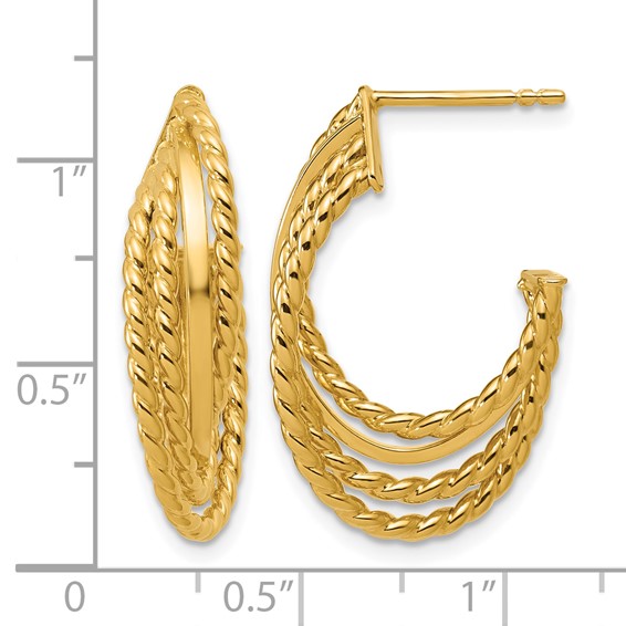 Leslie's 14K Polished and Twisted 4-row Intertwined Hoop Earrings