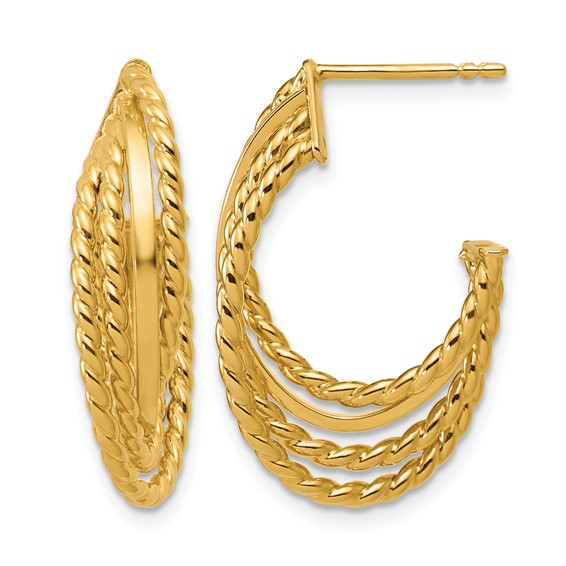 Leslie's 14K Polished and Twisted 4-row Intertwined Hoop Earrings