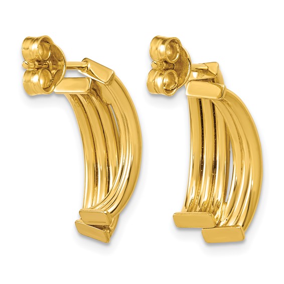 Leslie's Gold Polished and Grooved J-Hoop Earrings