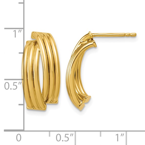 Leslie's Gold Polished and Grooved J-Hoop Earrings