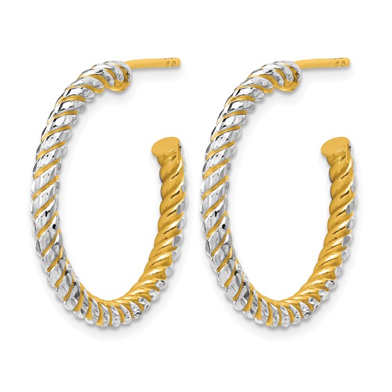 Leslie's Gold Polished and Diamond-cut J-Hoop Earrings