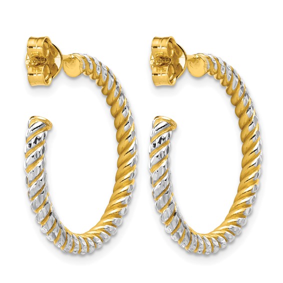 Leslie's Gold Polished and Diamond-cut J-Hoop Earrings