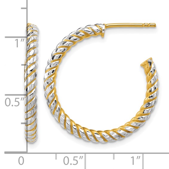 Leslie's Gold Polished and Diamond-cut J-Hoop Earrings