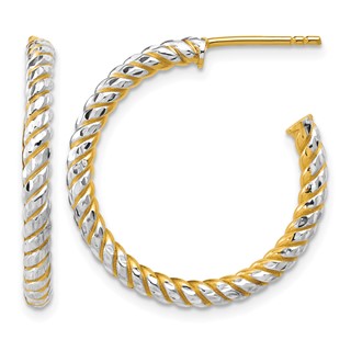Leslie's Gold Polished and Diamond-cut J-Hoop Earrings