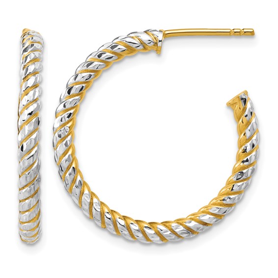 Leslie's Gold Polished and Diamond-cut J-Hoop Earrings