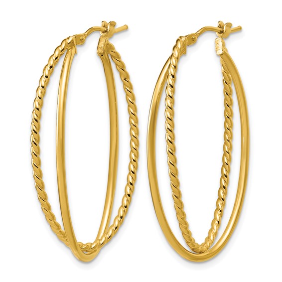Leslie's 14K Polished and Twisted Criss-cross Oval Hoop Earrings