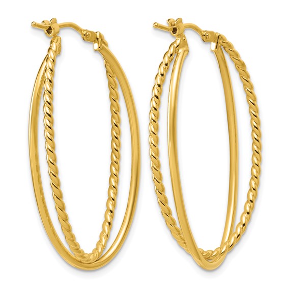 Leslie's 14K Polished and Twisted Criss-cross Oval Hoop Earrings