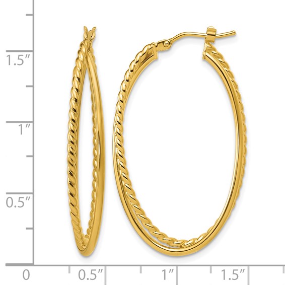 Leslie's 14K Polished and Twisted Criss-cross Oval Hoop Earrings