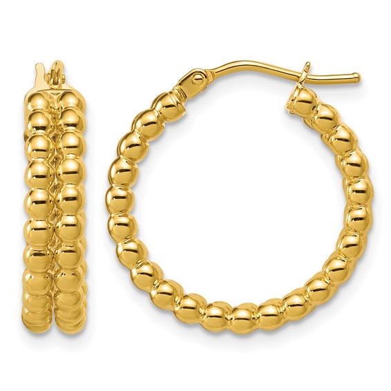 Leslie's Gold Polished Beaded Hoop Earrings