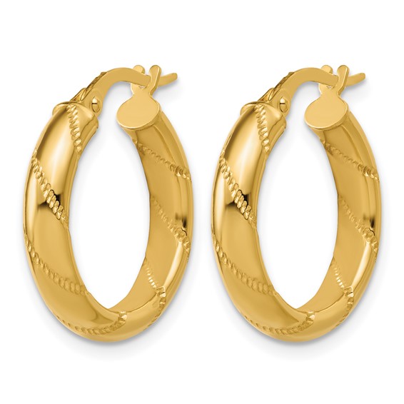 Leslie's Gold Polished and Grooved Hoop Earrings