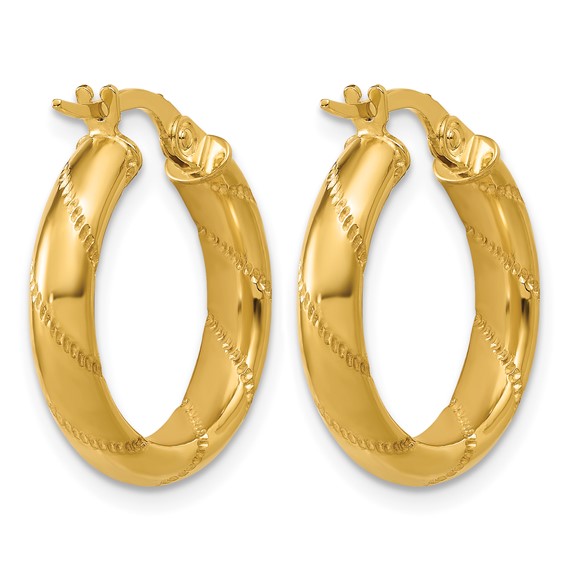 Leslie's Gold Polished and Grooved Hoop Earrings