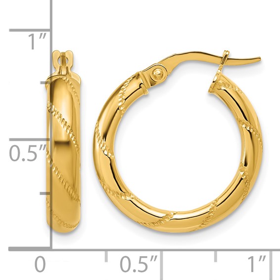 Leslie's Gold Polished and Grooved Hoop Earrings